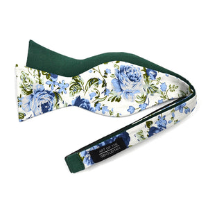 Floral Emerald Linen Self Tie Bow Tie
