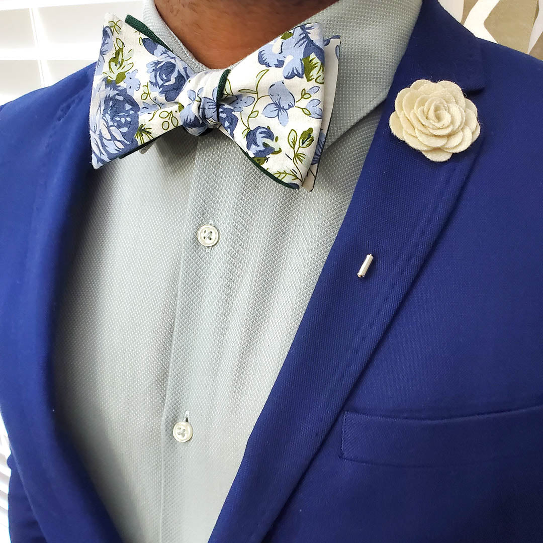 Floral Emerald Linen Self Tie Bow Tie - Art of The Gentleman