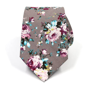 Floral Grey Rose Tie