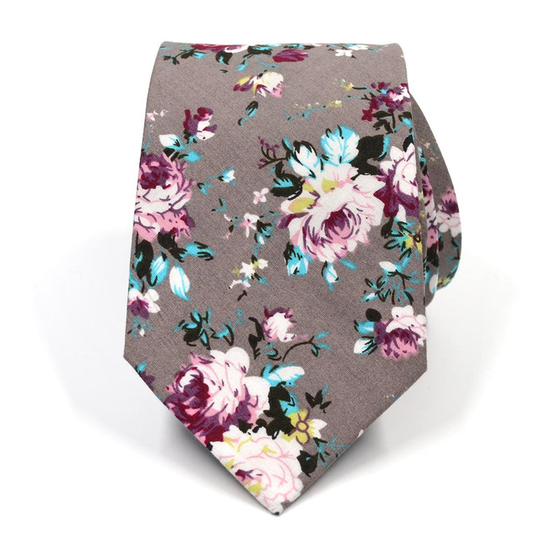 Floral Grey Rose Tie - Art of The Gentleman