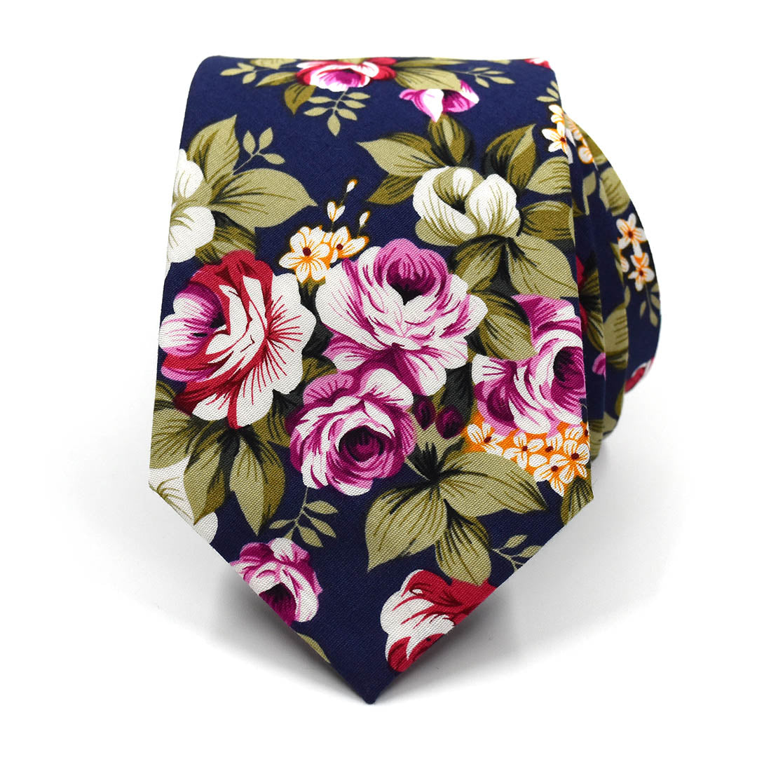 Floral Indigo Rose Tie