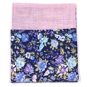Floral Linen Pink Reversible Pocket Square