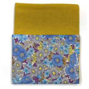 Floral Mustard Line Reversible Pocket Square