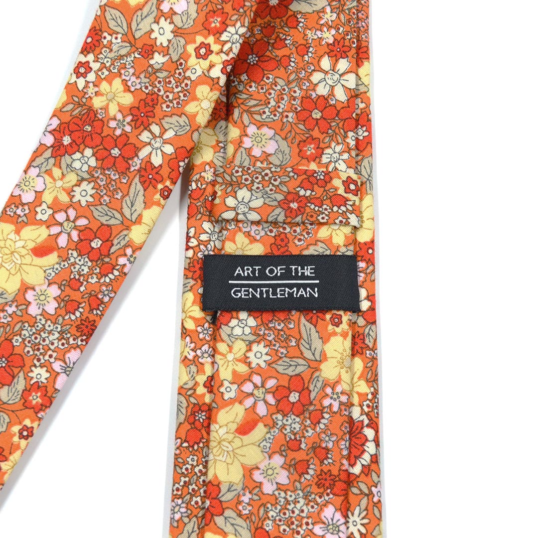Floral Orange Blooms Tie