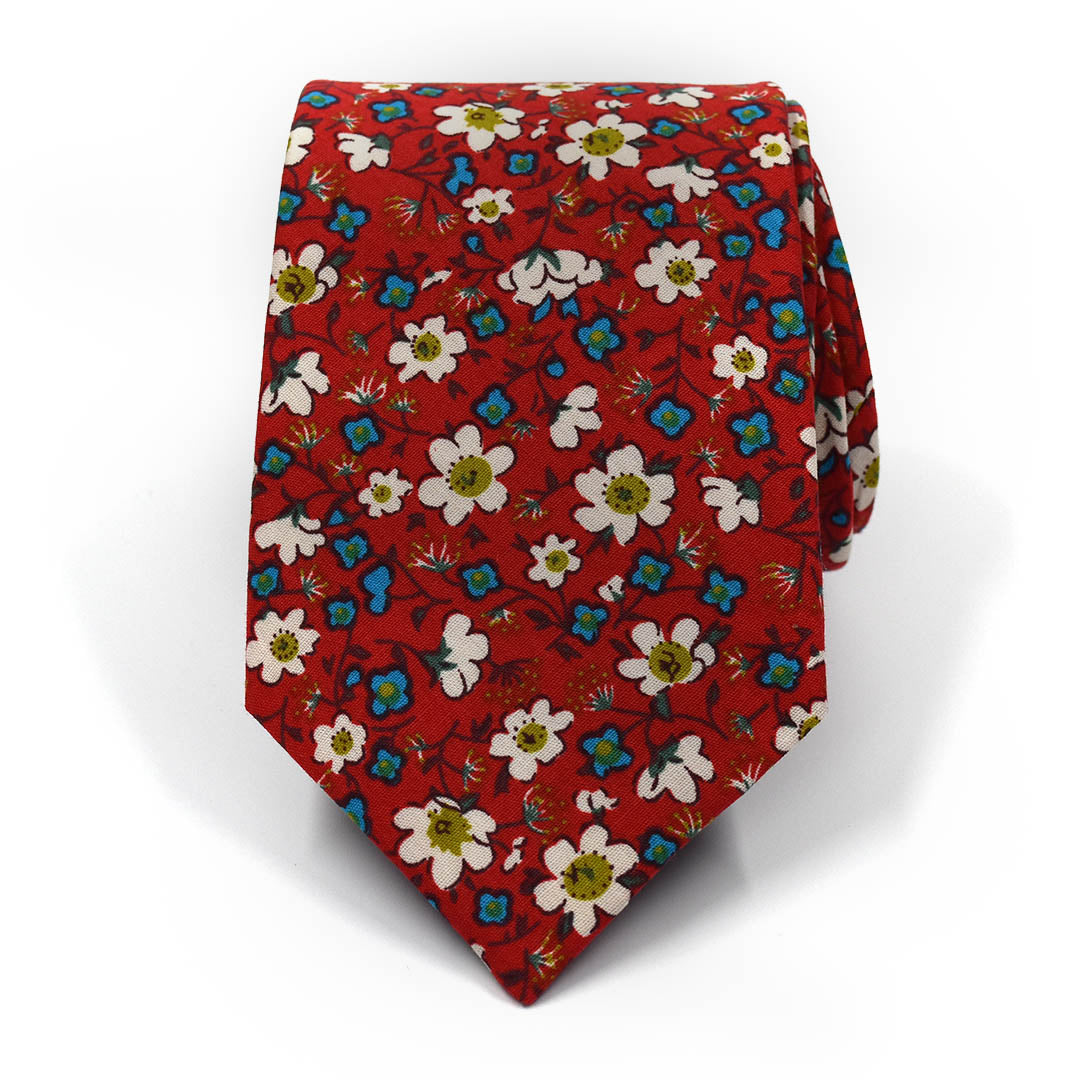 Floral Ruby Blooms Tie