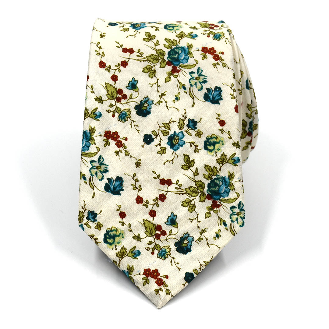 Floral Sage Cream Tie