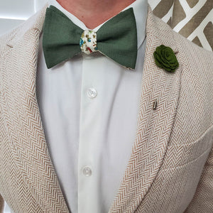 Floral Sage Linen Self Tie Bow Tie