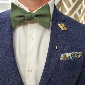 Floral Sage Linen Self Tie Bow Tie