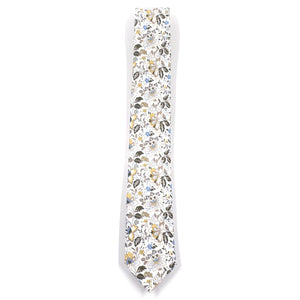 Floral White Canary Blooms Tie