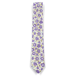 Floral white lavender tie 3 inches wide