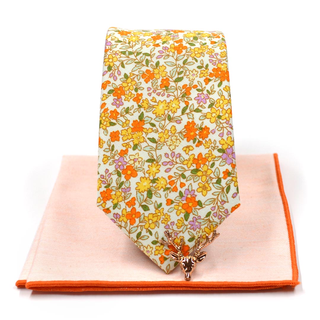 Floral Yellow Field Blossoms Tie Set