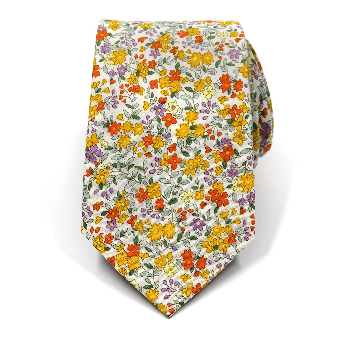 Floral Yellow Field Blossoms Tie