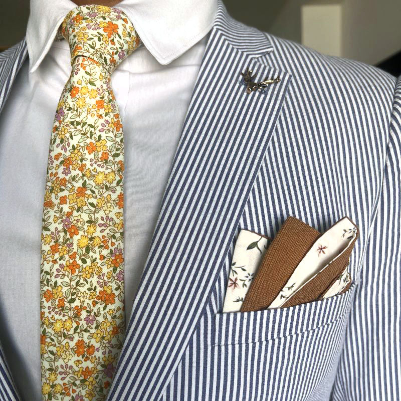 Floral Yellow Field Blossoms Tie