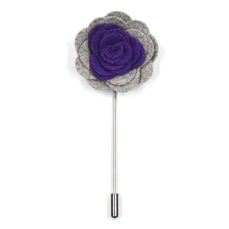 Lapel Pin - Floral Acai Grey
