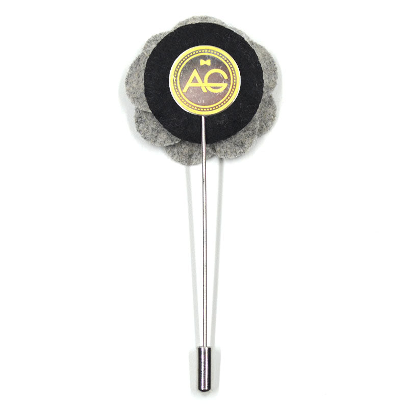 Lapel Pin - Floral Acai Grey