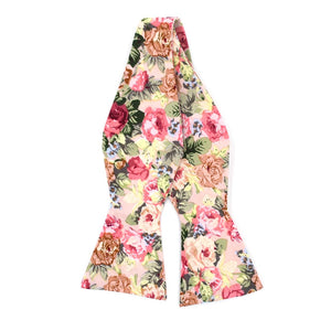 Floral Beige Carnation Self Tie Bow Tie