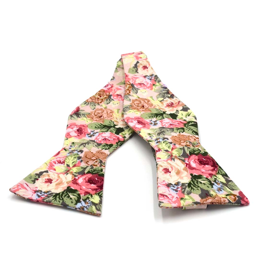 Floral Beige Carnation Self Tie Bow Tie