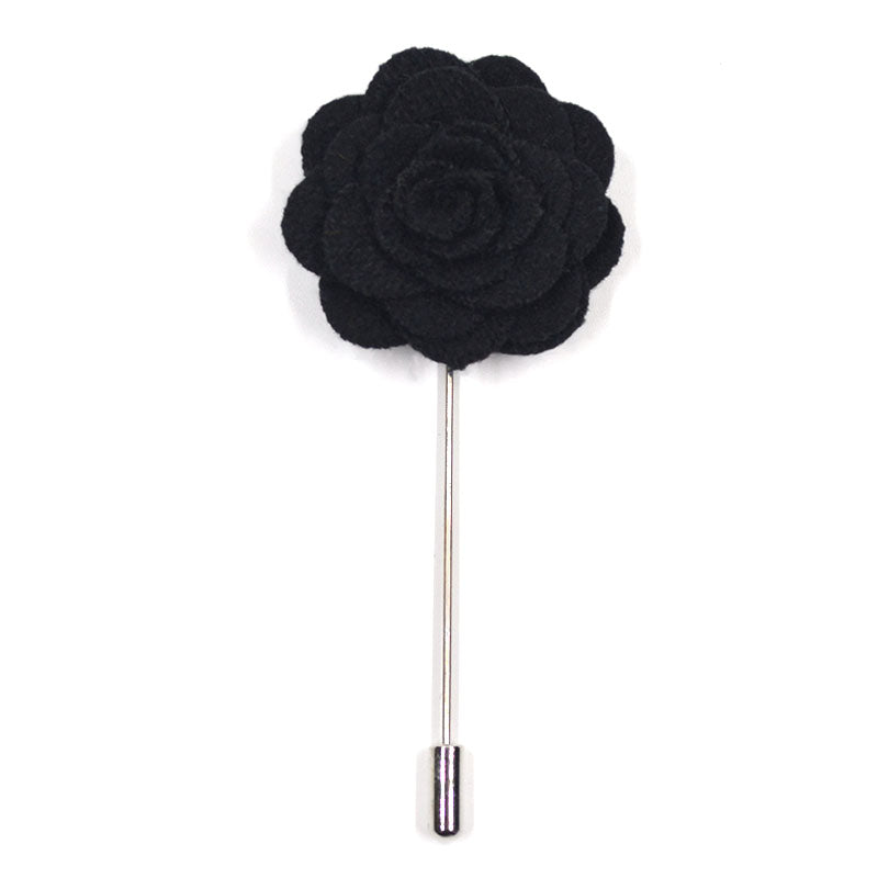 Lapel Pin - Floral Black