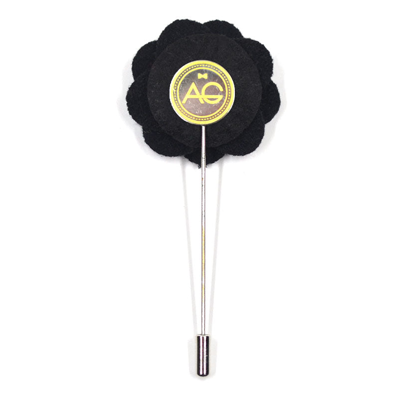 Lapel Pin - Floral Steel Coal