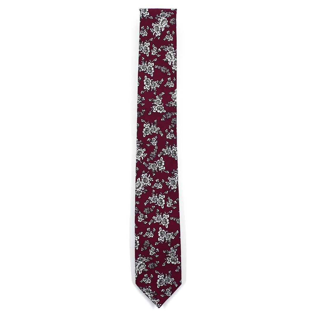 Floral Burgundy Tie