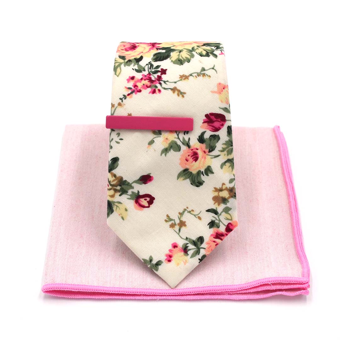 Floral Cream Tie Set