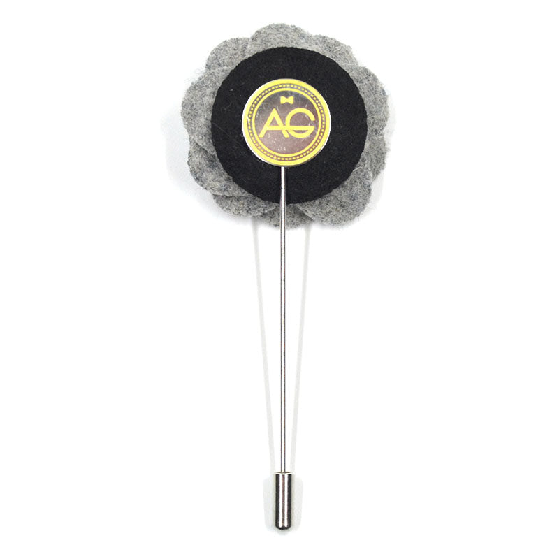 Lapel Pin - Floral Grey