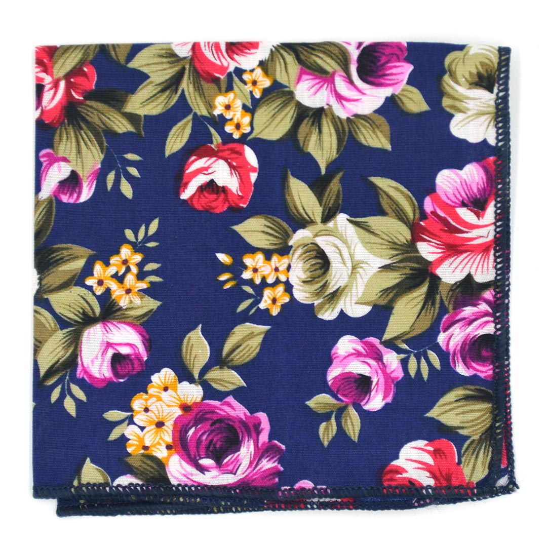 Floral Indigo Rose Pocket Square