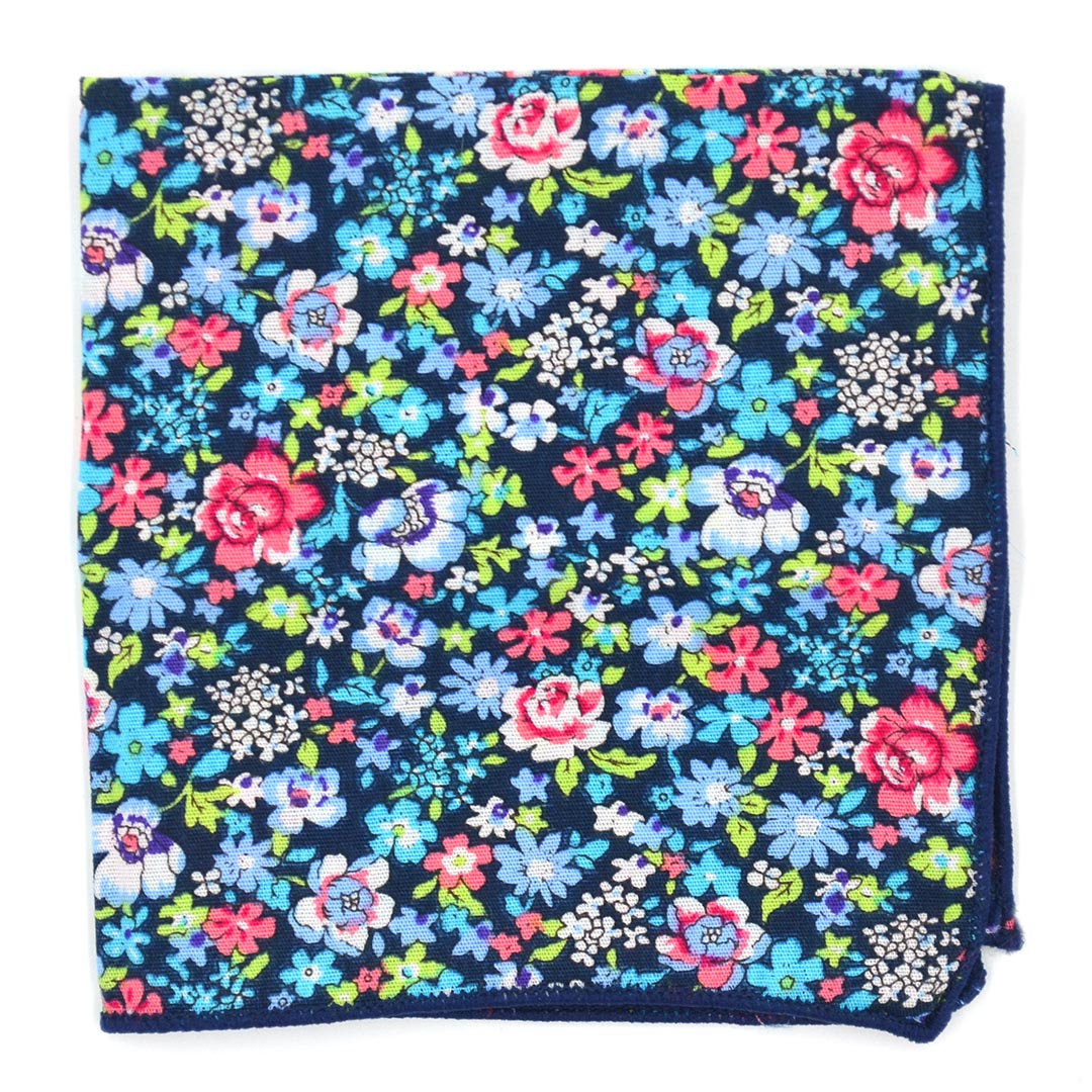 Floral Navy Pocket Square