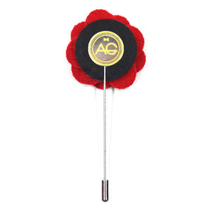 Lapel Pin - Floral Red