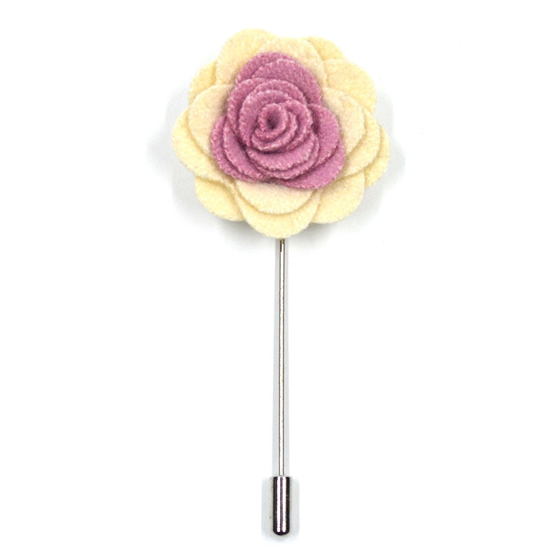 Lapel Pin - Floral Rose Cream