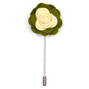 Lapel Pin - Floral Snow White Olive