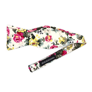 Floral White Self Tie Bow Tie