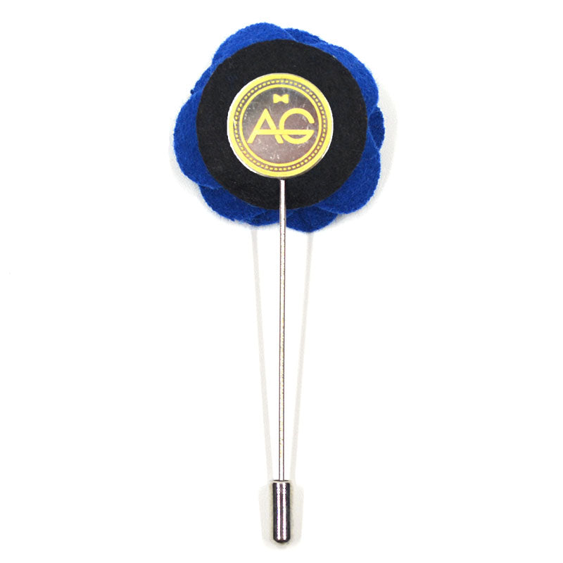 Lapel Pin - Floral Ocean Blue