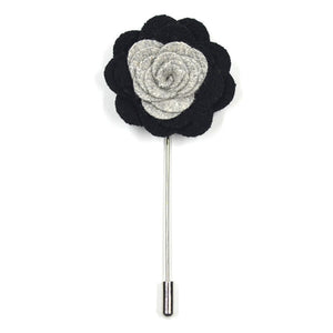 Lapel Pin - Floral Steel Coal