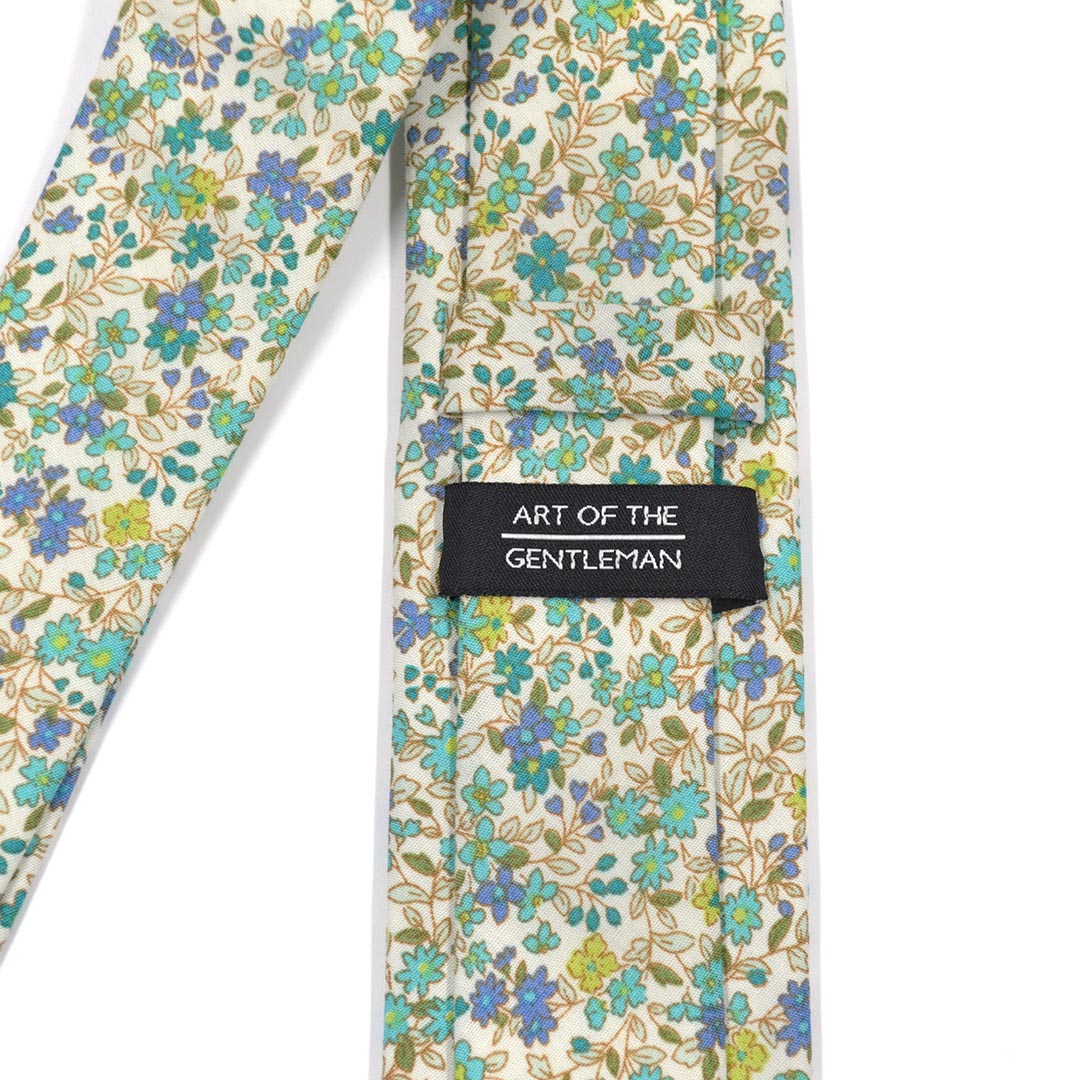 Floral Aqua Sea Blossoms Tie