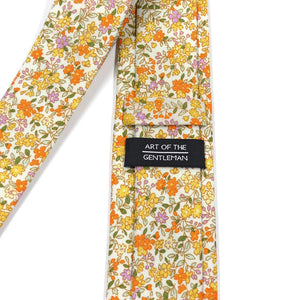 yellow and orange floral tie