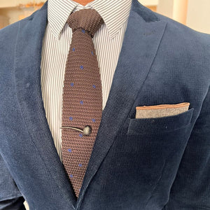 Knitted Point Polka Dot Brown Tie Set