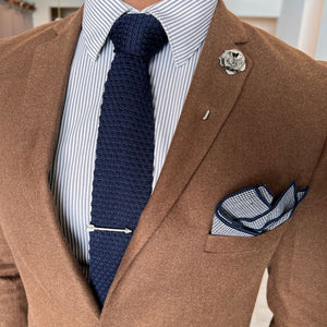 Knitted Point Navy Tie Set