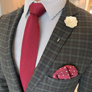 Knitted Burgundy Tie Set