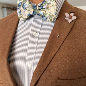 Floral Blue Star Self Tie Bow Tie