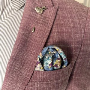 Floral Mustard Line Reversible Pocket Square