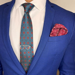 Polka Dot Jacquard Blue Tie