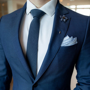 Solid Marine Navy Tie Set