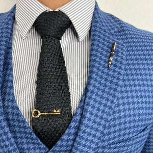 Knitted Point Slate Tie Set