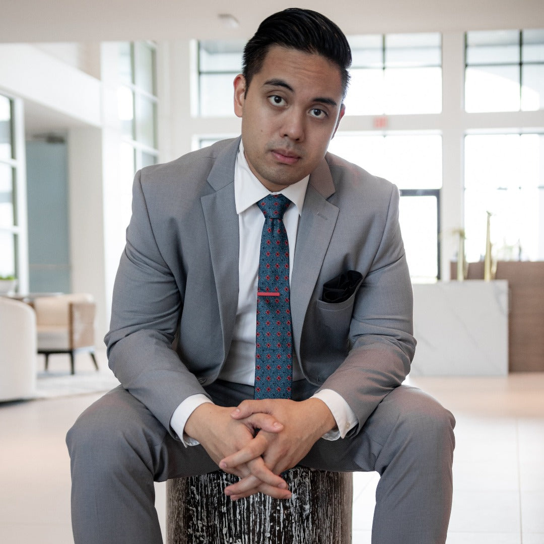 Polka Dot Jacquard Blue Tie Set