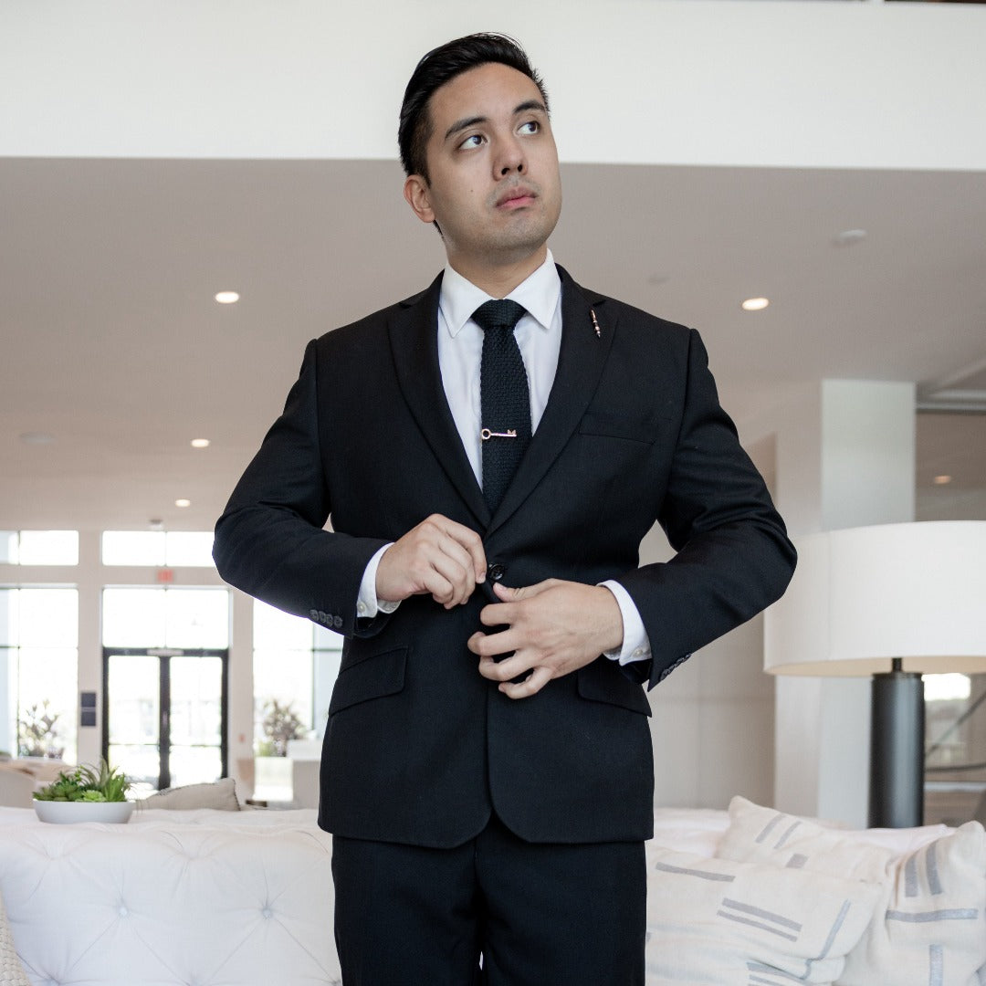 Knitted Point Slate Tie Set