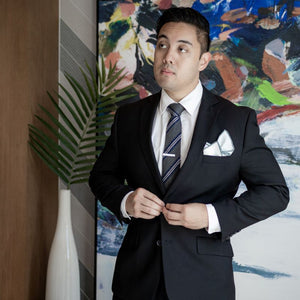 Striped Downtown Grey Tie Set