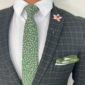 Floral Moss Blossoms Tie