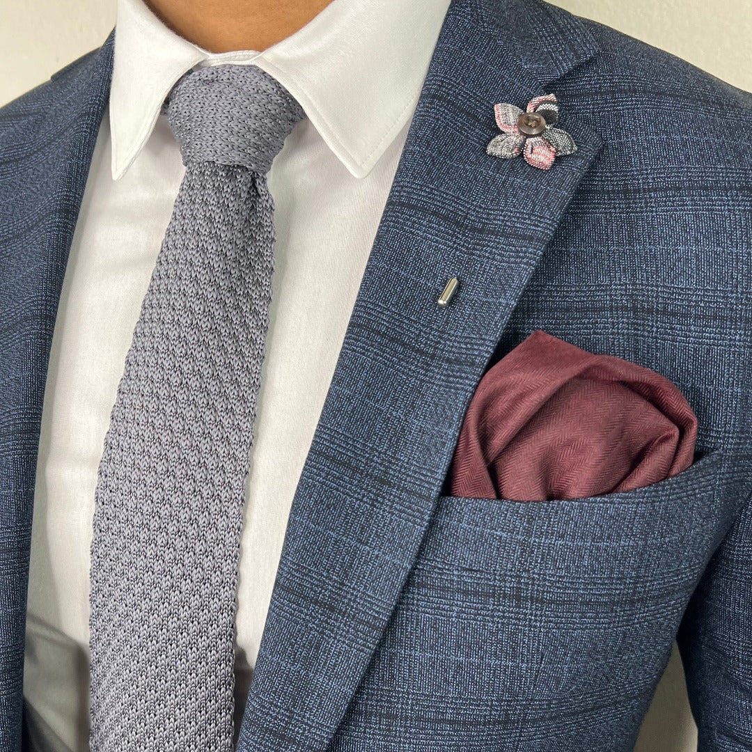 Herringbone Wine Pocket Square