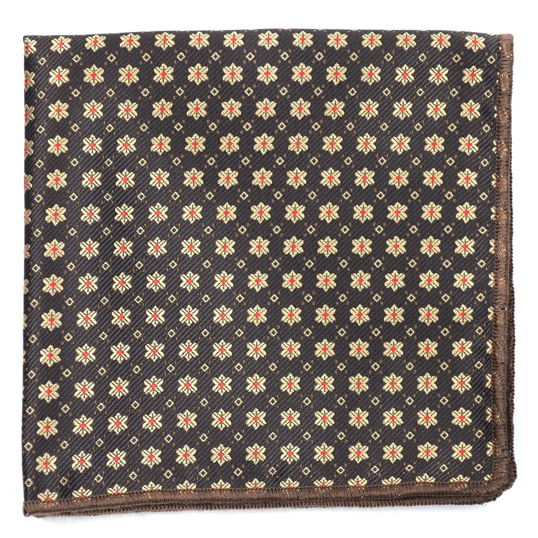 Jacquard Mini Brown Pocket Square